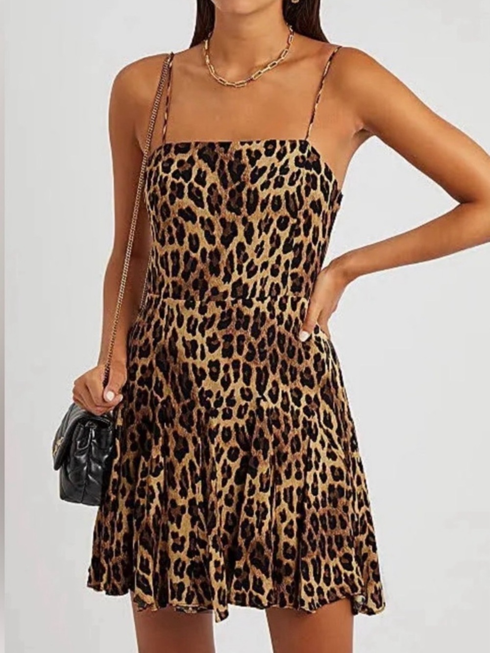 Alice + Olivia Leopard Print Spaghetti Strap Mini Dress